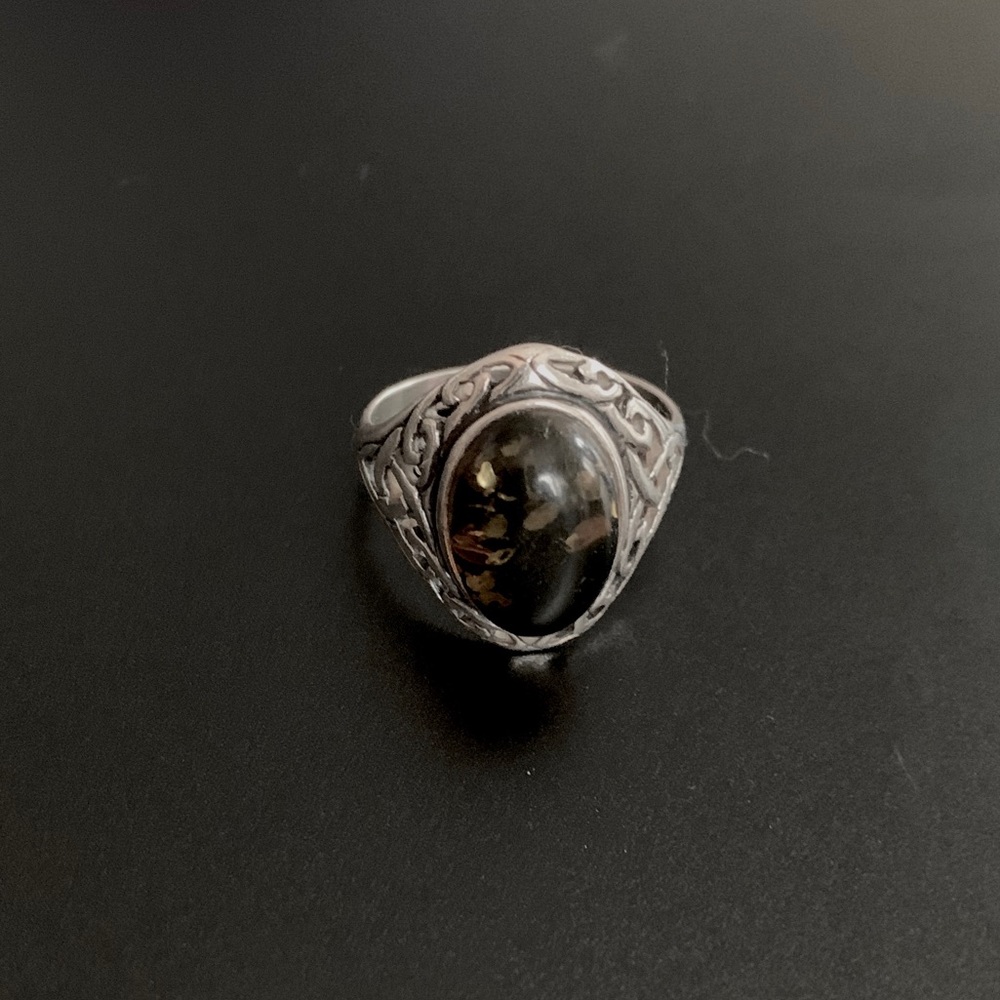 Sterling Silver and Amber Ring